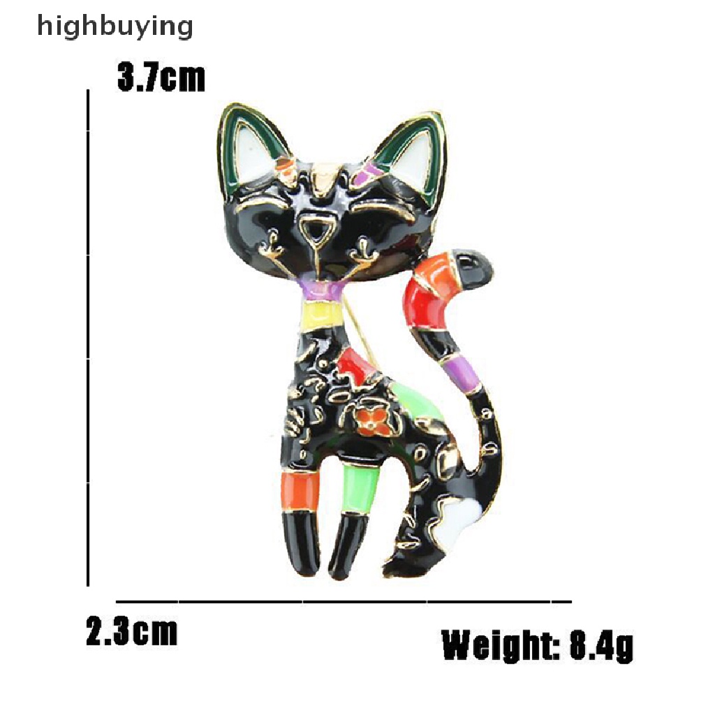 Hbid Bros Pin Enamel Desain Kucing Bunga Abstrak Cina Multi Warna Untuk Wanita