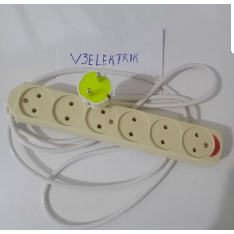 Stop kontak gepeng 6lubang + kabel 2×075 3m