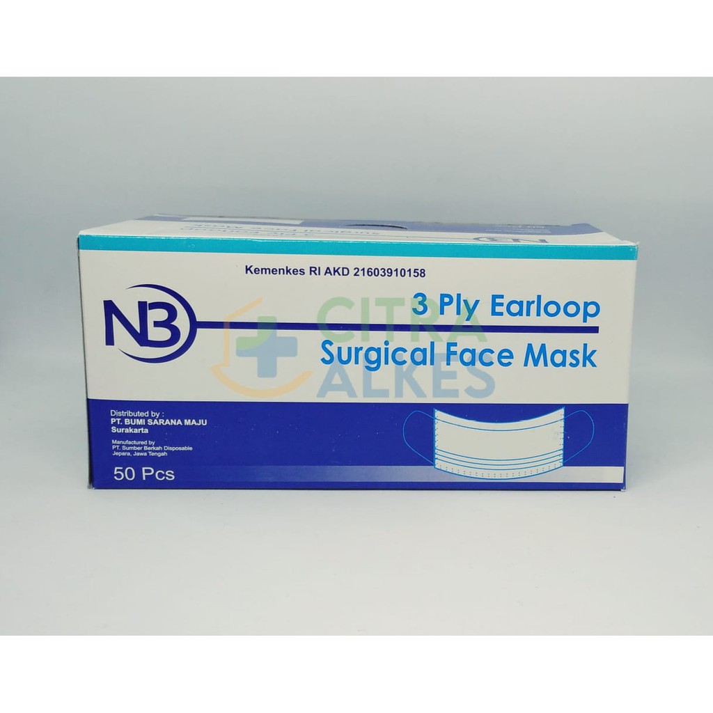 Masker Medis  MURAH Earloop N3 Surgical Face Mask 3 Ply 1 Box isi 50 Pcs