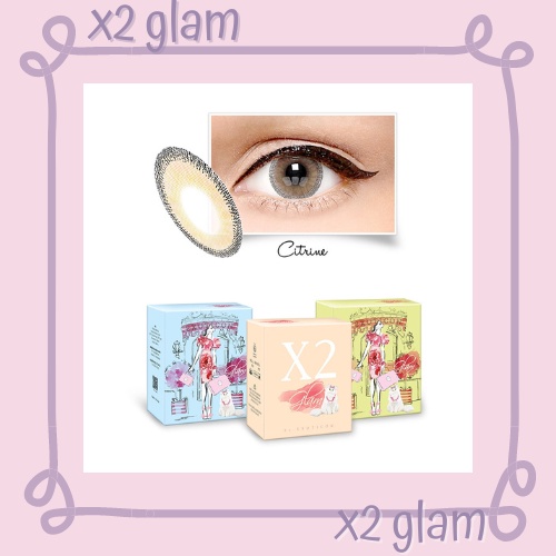 Softlens X2 Glam Normal dan Minus 050 - 300 X2 Glam Aquamarine Blue Citrine Brown Softlen Diameter 1