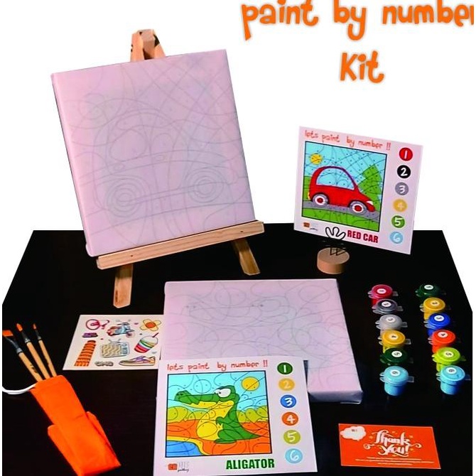 

Melukis / Paint By Number Kit Full Set For Kids : Car And Aligator