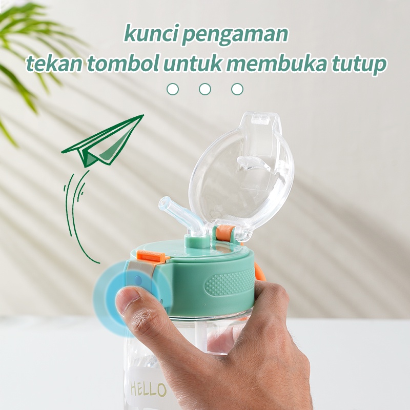 Letyeah &amp; Anantagt Botol air Minum Anak Dengan Sedotan 500ml anti tumpah Karakter Hewan / tempat minum anak /bpa free