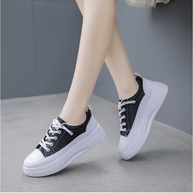 AVANCEID 1801 Sepatu Sneakers Wanita Sekolah Olahraga Sport Hitam Putih Import