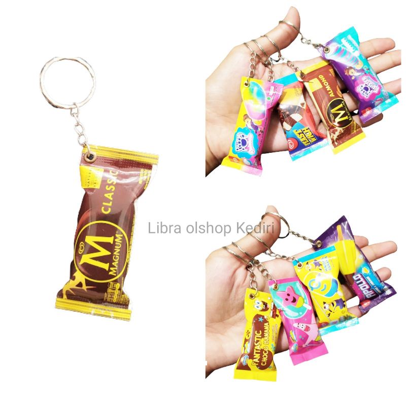 Gantungan kunci lucu miniatur es krim