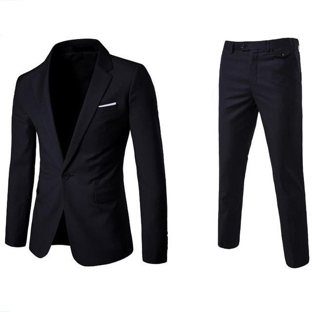 SETELAN FIT CASUAL BLAZER PRIA 2IN1 - NEW DAVEY SUPER BLACK SUIT