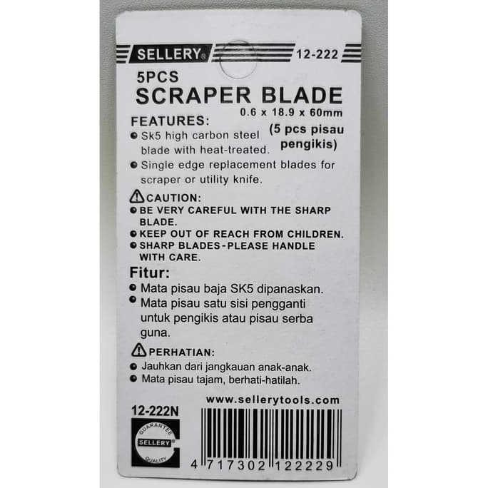 

Sellery 12-222 Refill Mata Pisau Cutter Folding Trapeziform Blade 5 Pc J-Florens