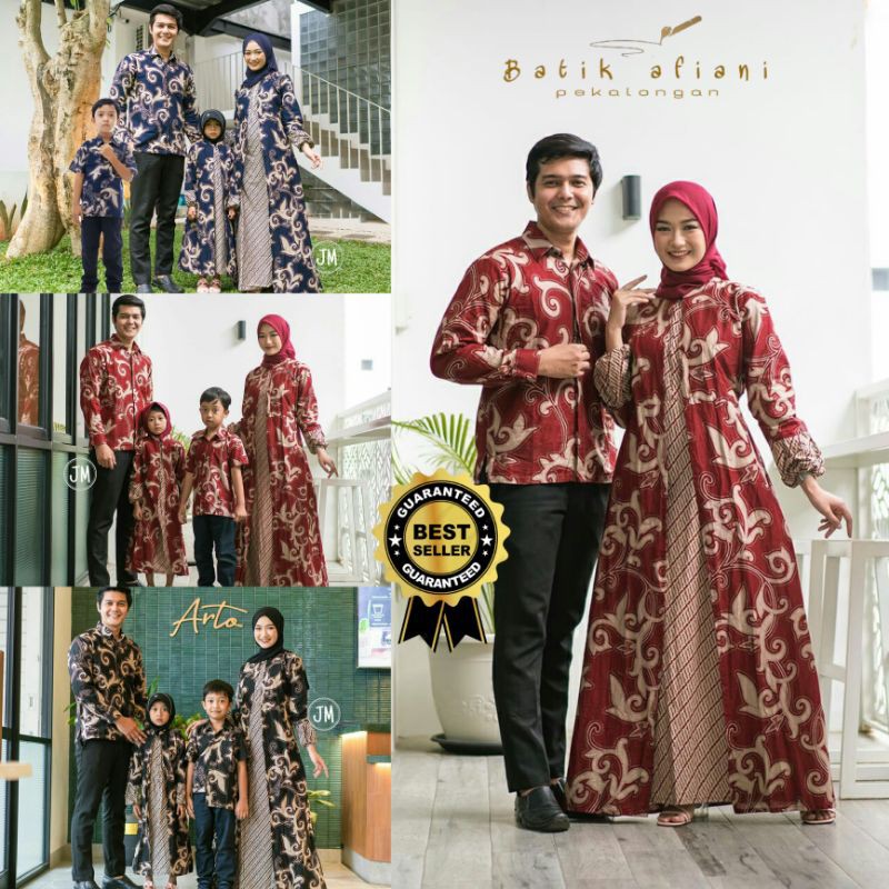 Couple Gamis Famili Batik Keluarga ,Sarimbit Ibu Ayah Dan Anak, Baju Couple Batik Murah Seragam