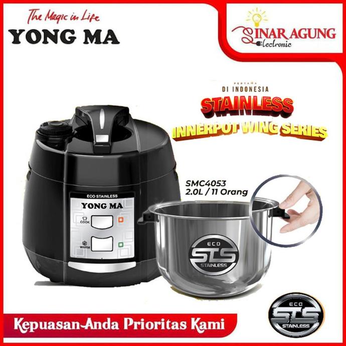 YONG MA RICE COOKER SMC4053 / / SMC 4053 STAINLESS EANERPOT - HITAM