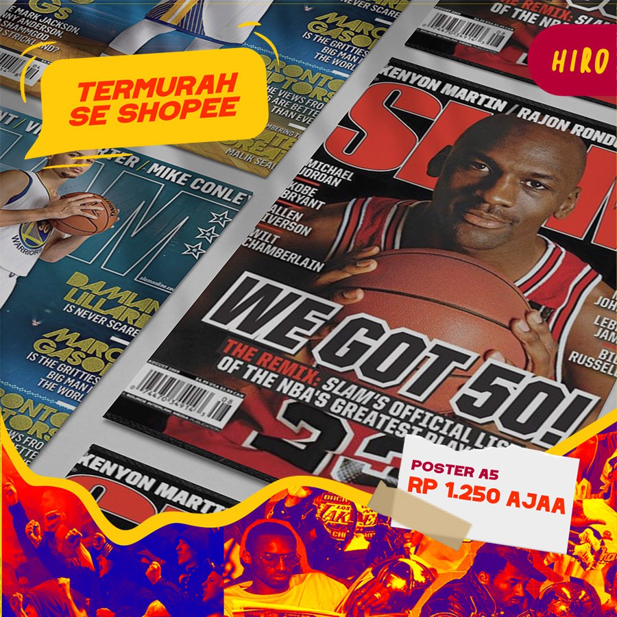 [ISI 16PCS] Poster A5 Basket Ball NBA | Lakers | Bulls | Golden State Warriors | Celtics | Welpeper 