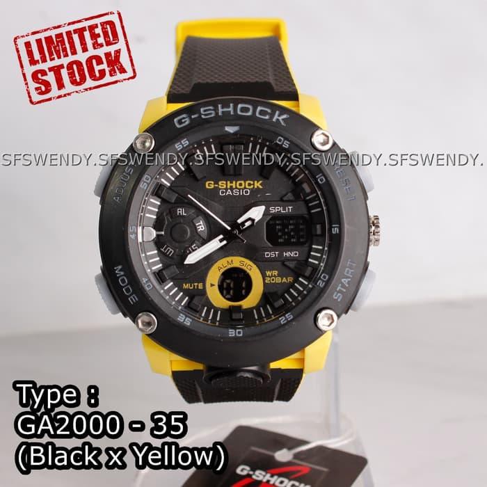 Jam tangan pria G Shock GA-2000 yellow x Black Hitam digital anti air