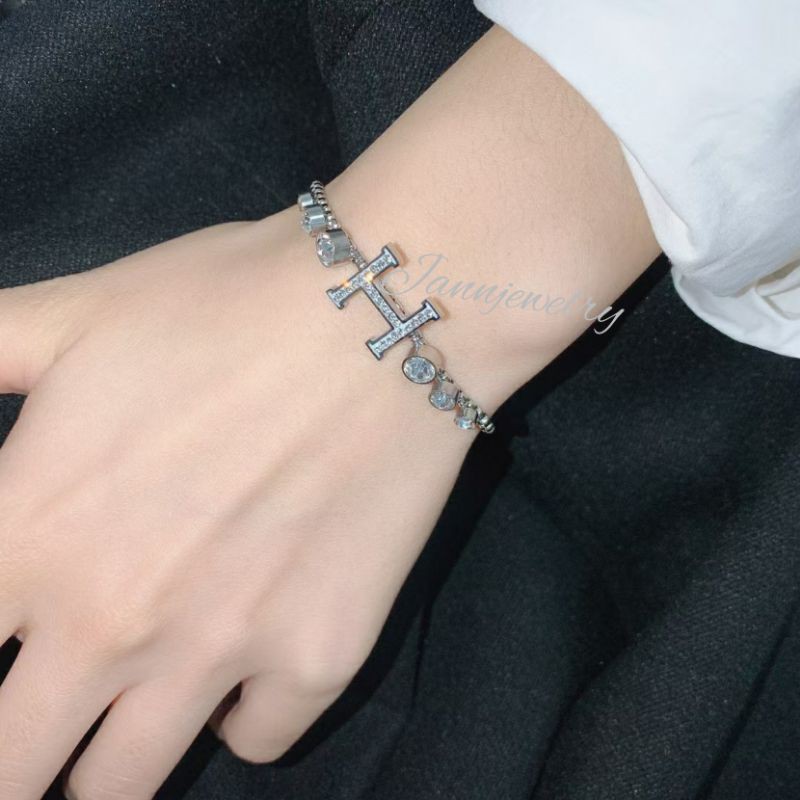 Gelang Serut Titanium Asli Anti Karat &amp; Alergi Cubic Zirconia Fashion Korea