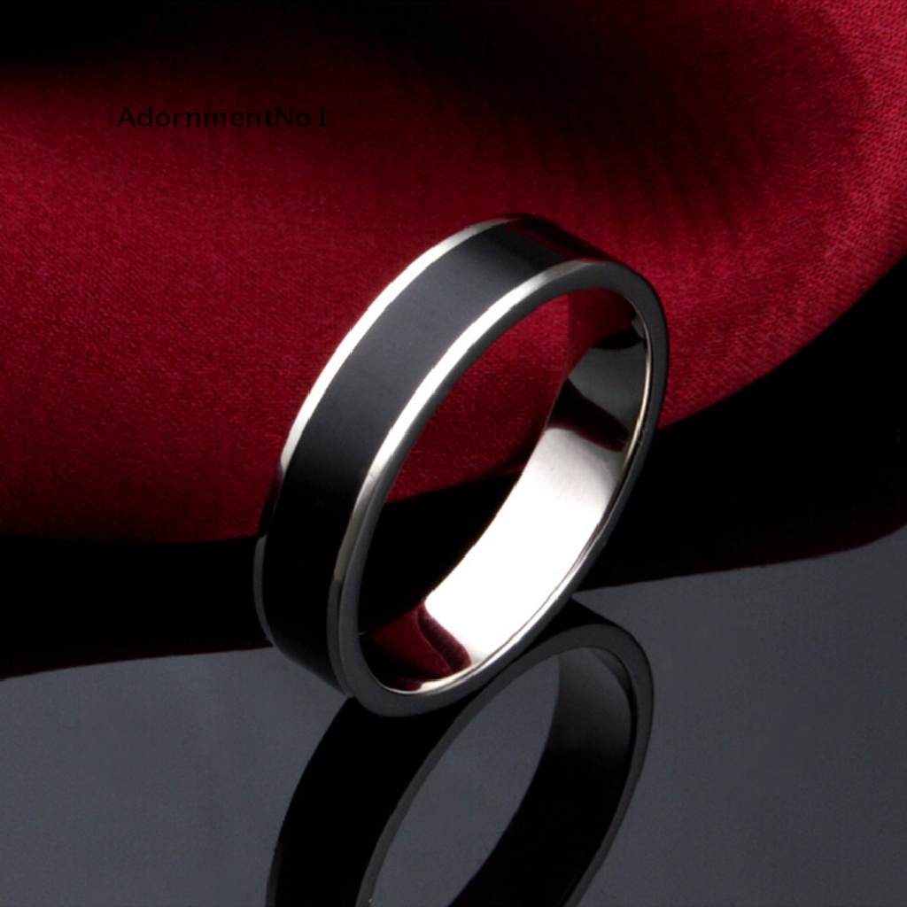 (AdornmentNo1) Cincin Titanium Steel Warna Hitam Ukuran 16-22 Untuk Pria / Wanita