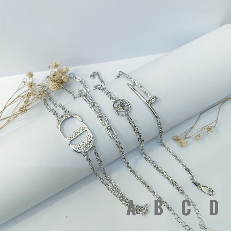 Perhiasan gelang PERAK ASLI SILVER 925 lapis emas putih
