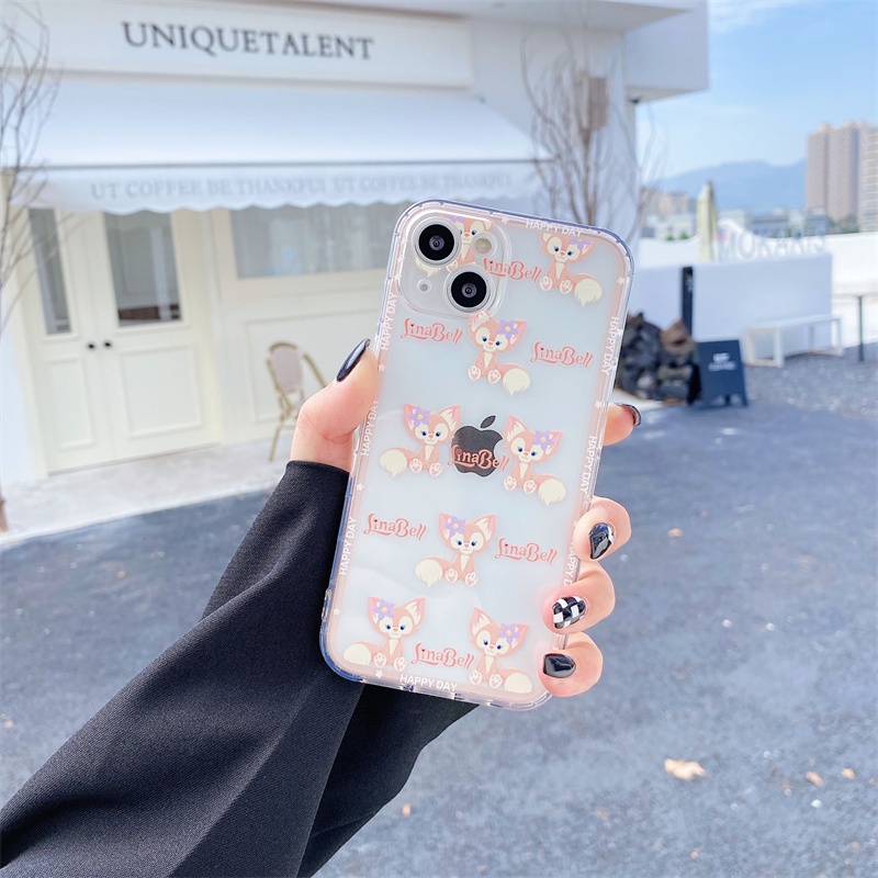 Disney Little Fox Phone Case iPhone 11 12 13 Pro Max 7 8 Plus X XR XS transparent Anti-fall Straight edge Soft TPU Casing