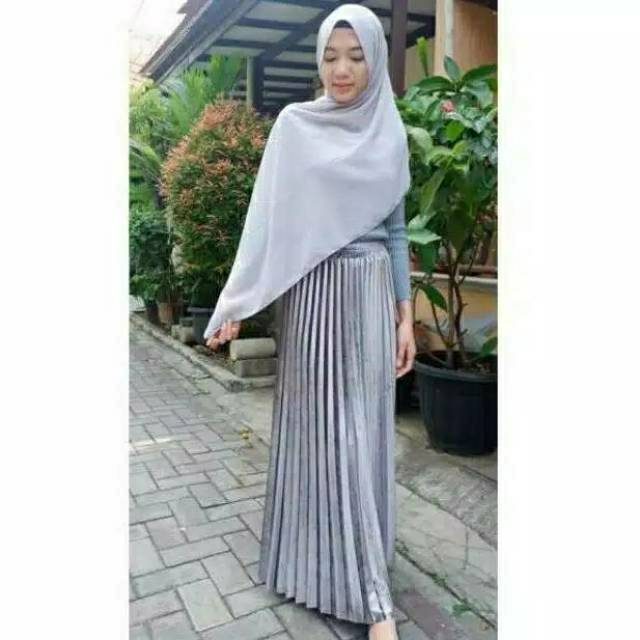 (BISA COD) ROK BLUDRU PLISKET VELVET MAXY IMPORT/ROK PLISKET BLUDRU IMPORT / ROK BLUDRU PANJANG