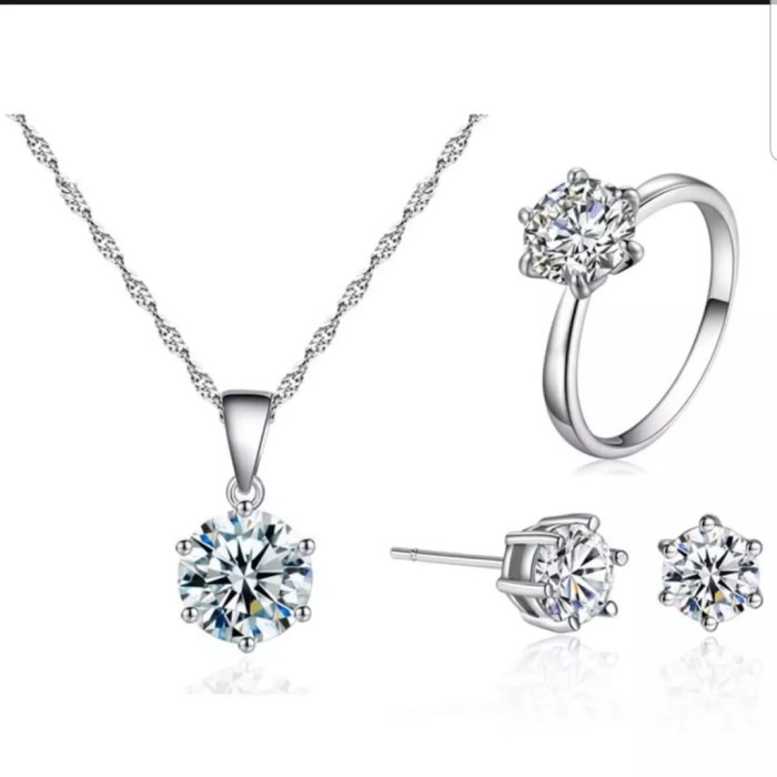 Set perhiasan Silver 925 lapir emas putih
