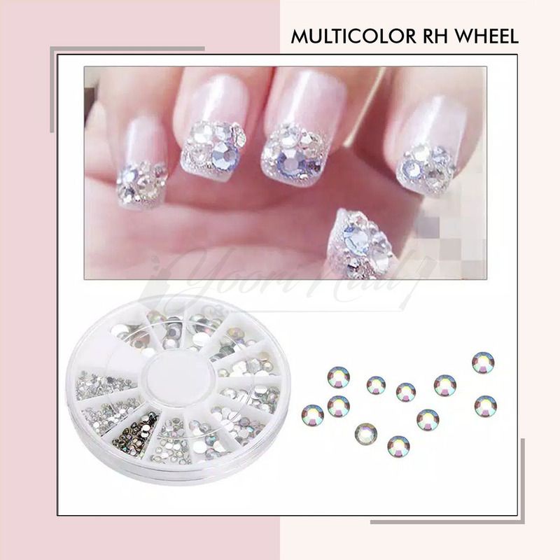 Multicolor rhinestones nail art wheel rhinestone manik hiasan kuku case hp