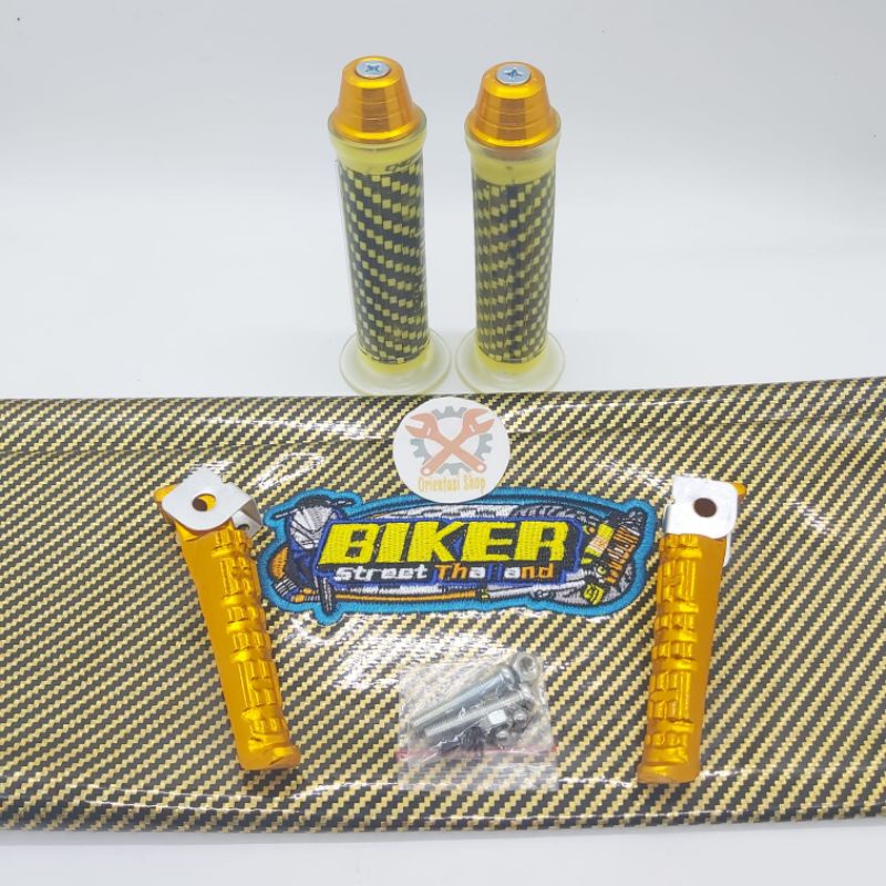 Kulit jok biker carbon plus grip Carbon plus Jalu stang plus FootStep universal Yamaha