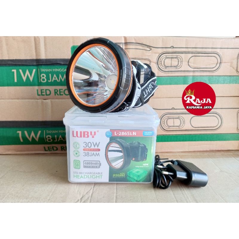 Senter Kepala Original Luby 30 Watt L-2865 Cahaya Putih/Kuning Super Terang