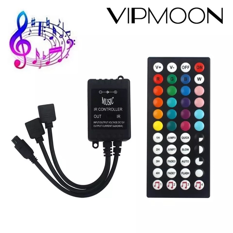 REMOTE LED STRIP RGB SENSOR SUARA MUSIC 44 TOMBOL BESAR DIY SMD 2835 5050