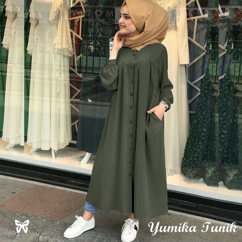 Kemeja Tunik JUMBO Panjang YUMIKA XXL, Katun Chembre Good Quality