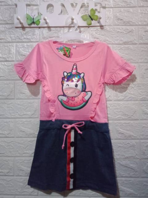 ZHAFIRA KIDS STORE - DRESS SERUT UNICORN 2-7 TAHUN / BAJU ANAK UNICORN / DRESS UNICORN