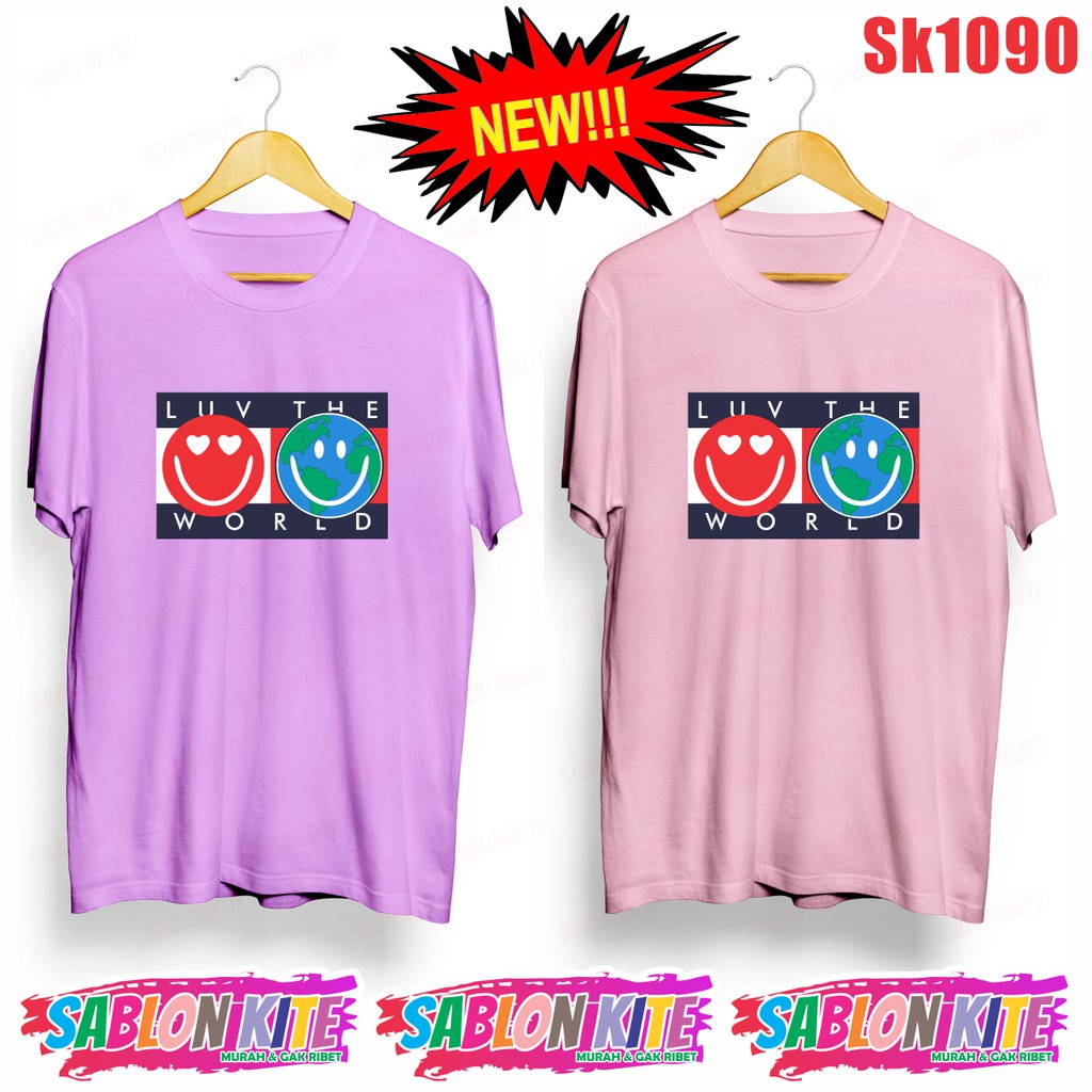 MURAH!!! KAOS TAY TAWAN LUV THE WORLD SK1090 UNISEX COMBED 30S BYK WRN