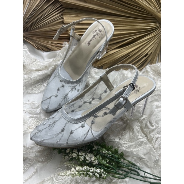 sepatu wanita Rafaizoutfit clarisa silver 7cm kaca