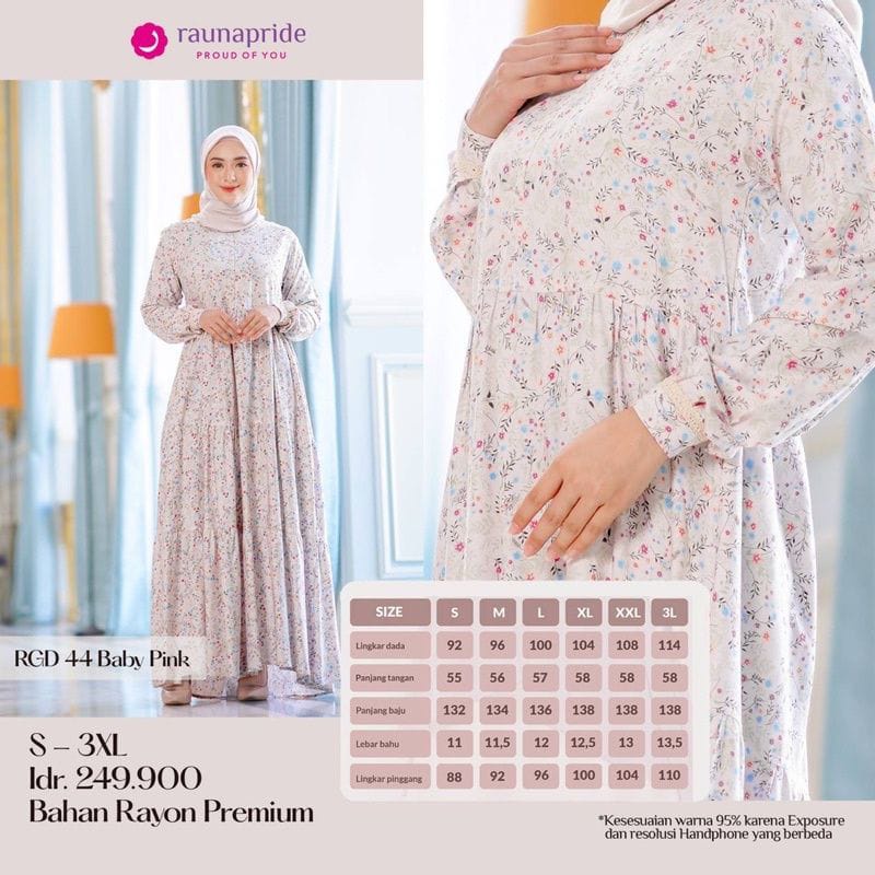 Rauna RGD 44 - Gamis Terbaru 2022 - Gamis Motif Kekinian