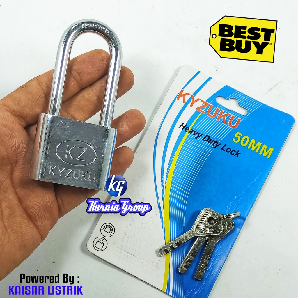 Gembok Stenlis 50mm Leher Panjang Iron Pad lock Kunci Gembok Pintu Garasi Anti Potong Maling Konci