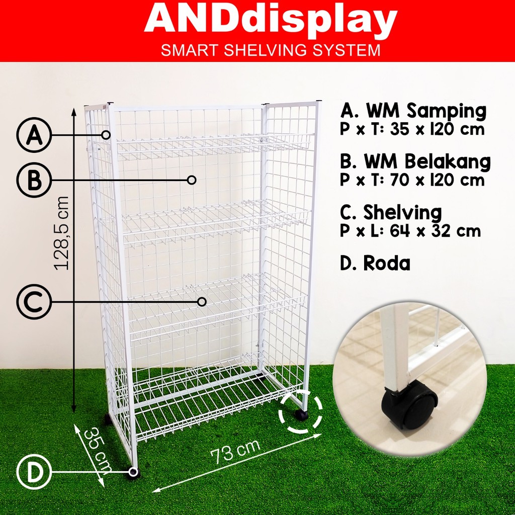 RAK WM KD 4 SSN T 120CM PUTIH KERANJANG ROTI SNACK SERBAGUNA ANDDISPLAY