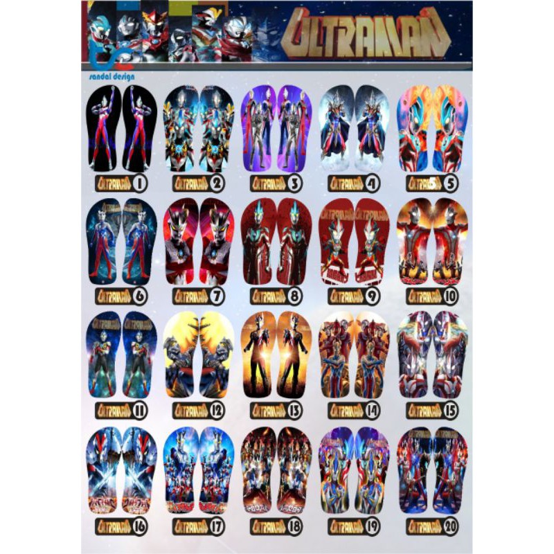 Sandal Custom Nama Karakter ULTRAMANN anak/Dewasa Free Custom Suka Suka