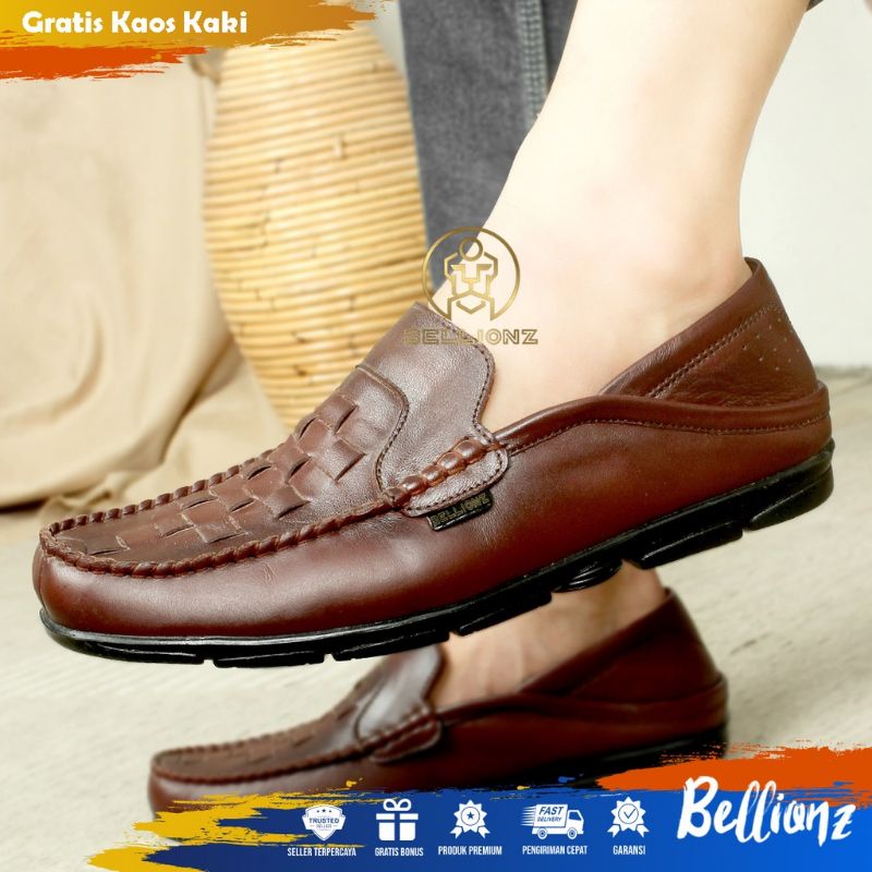 COD -  SEPATU KULIT PRIA CASUAL - SEPATU KANTOR PRIA CASUAL - PANSUS HITAM COKELAT XT4Y