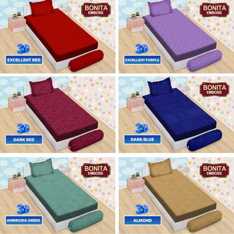 RC Sprei Bonita Polos Emboss Elegant Single Ukuran 120x200cm Banyak Warna