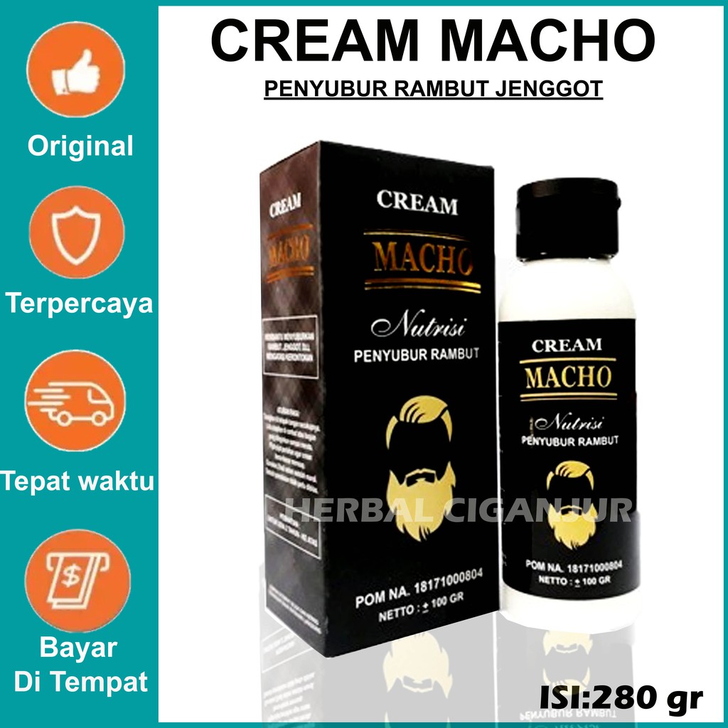 Cream macho penyubur rambut,jenggot untuk rambut rontok isi 100 gr