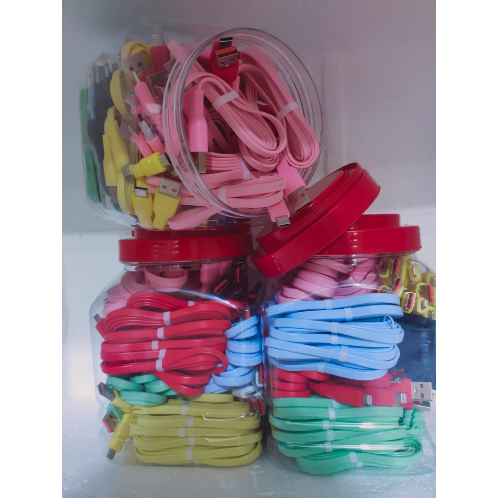 Kabel data TOPLES 3A Macaron Warni MicroUSB Type-C Lightning murah