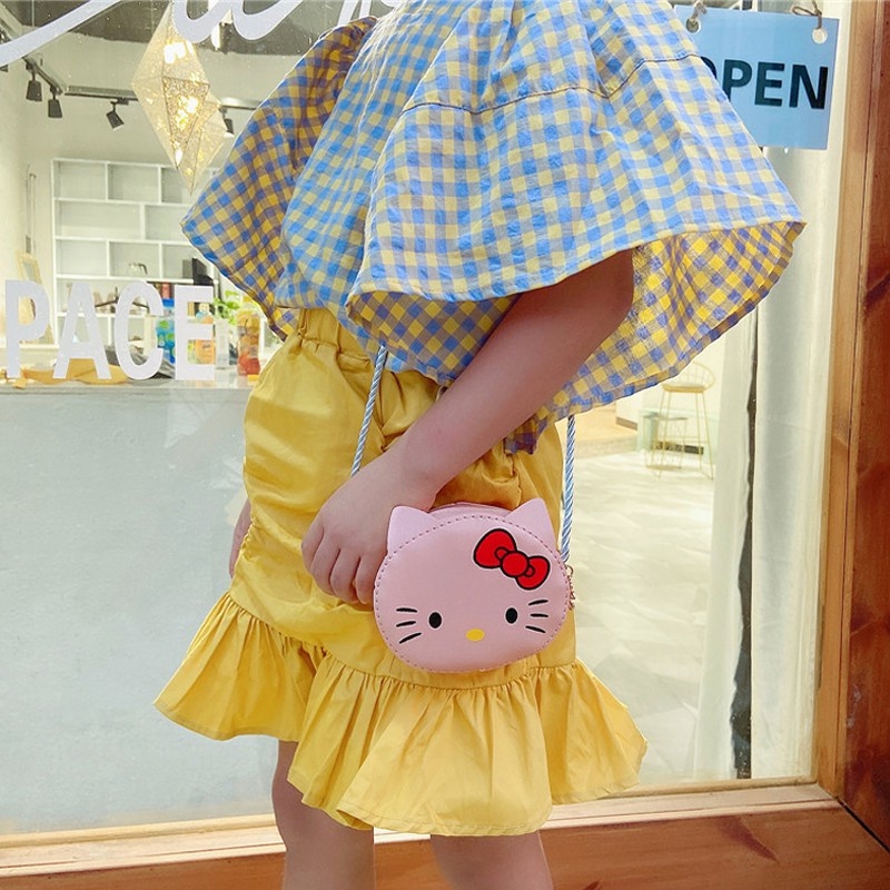 COD❤️Tas Anak Hello Kitty Cewek Yang Indah Anak Perempuan Kartun Lucu Tas Bahu Selempang Fashion Mini Messenger Bag PU Tas Kecil Coin Purse