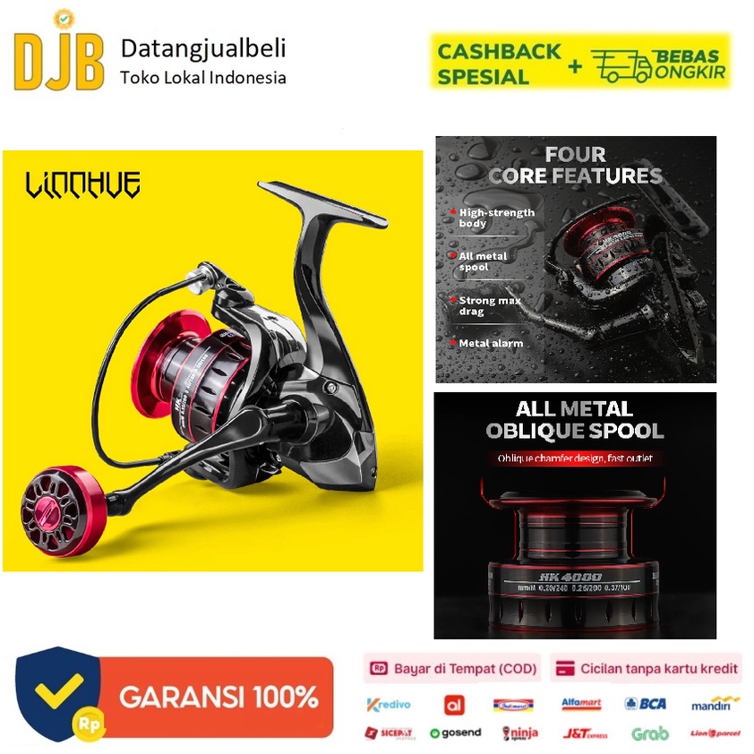 LINNHUE HK4000 Series Reel Pancing Spinning Fishing Reel 5.2:1 Gear Ratio 8Kg