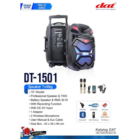 Speaker Portable Meeting dat dt 1501 15 inch || DAT DT1501 ORIGINAL wireless