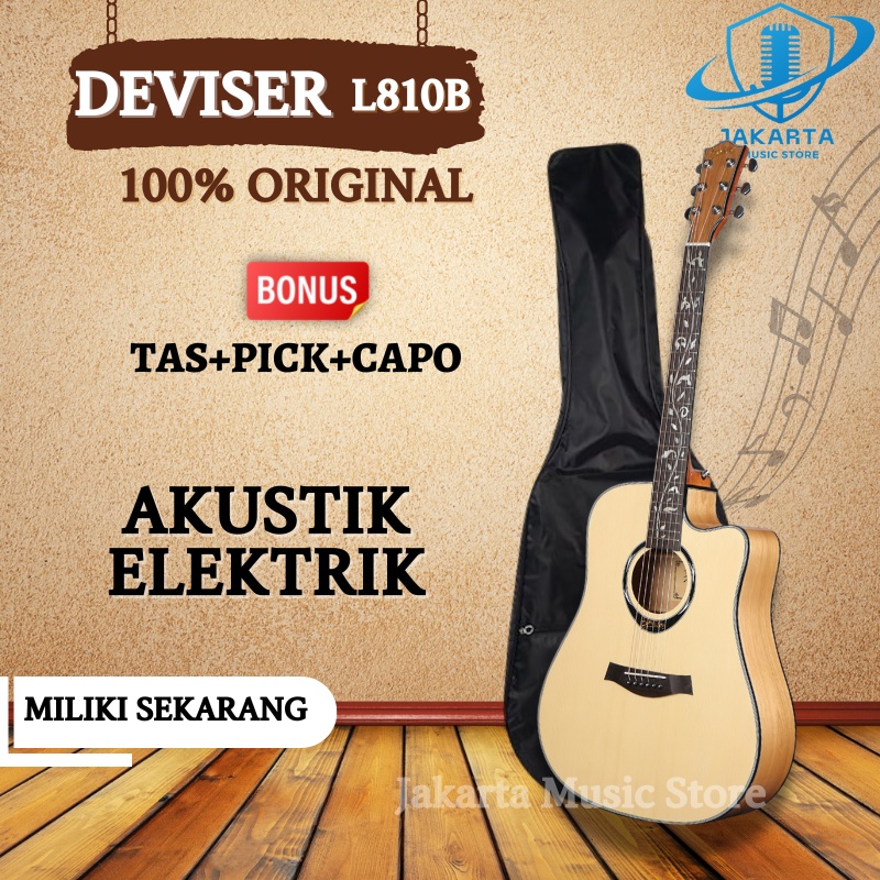 Jual Gitar Akustik Elektrik Merk Deviser Tipe L810B Original with Tuner