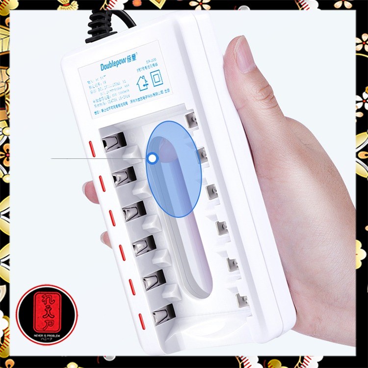 DOUBLEPOW Charger Baterai 6 slot for AA AAA Ni-MH Ni-CD - DP-U06 - White