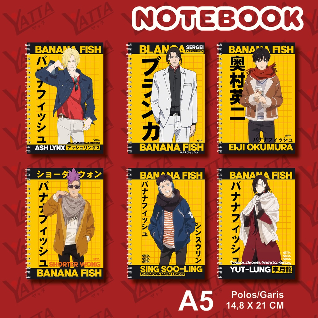 

Notebook Anime Ukuran A5 14,6 cm x 21 cm BANANA FISH Seri 2 YOTAKUSHOP