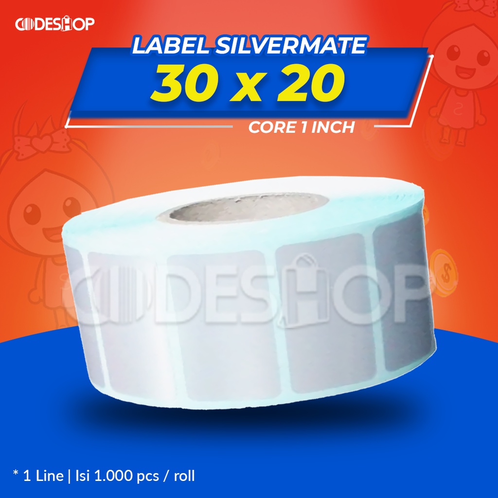 

Label Barcode Silvermate 30x20 1 Line isi 1000 pcs