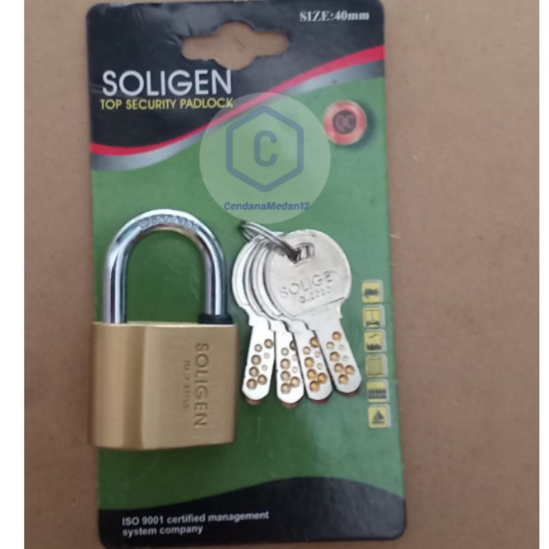 Gembok Soligen Asli Kuningan PER 40mm Pendek
