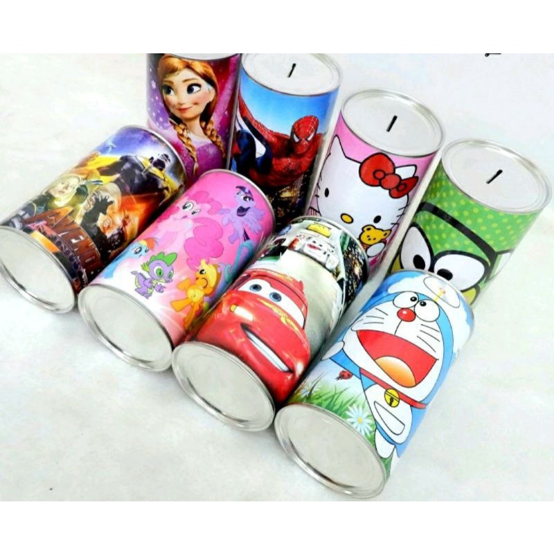 CELENGAN KARAKTER,CELENGAN TABUNG KARAKTER,SOUVENIR CELENGAN KALENG,CELENGAN KALENG KARAKTER