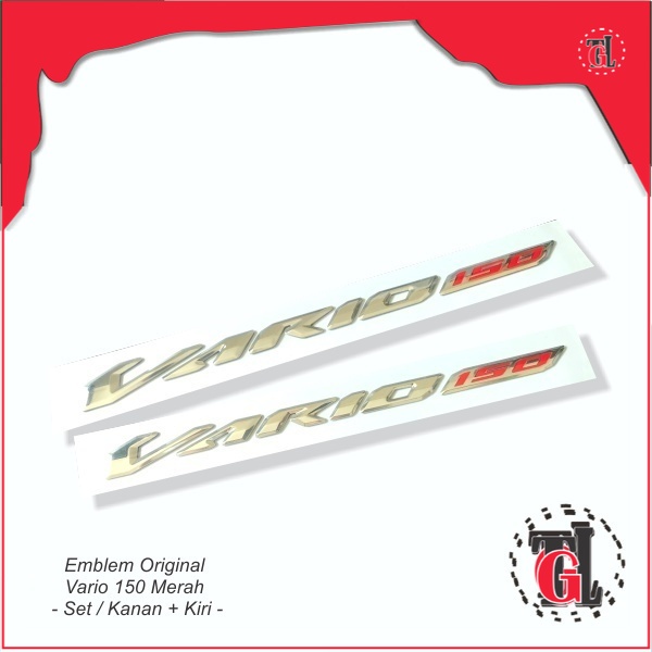 Emblem - Logo Timbul Vario 150 Merah - Set / Kanan + Kiri