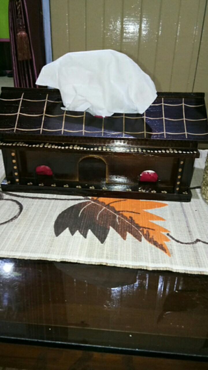Box Tisu Kayu Jati Bentuk Rumah - 30x14x14 Cm