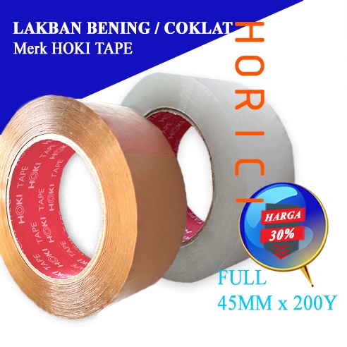 Murah Super Clean FULL 45mmx200Y LAKBAN BENING dan Coklat  HORICI TAPE DAN HOKI TAPE/ISOLASI