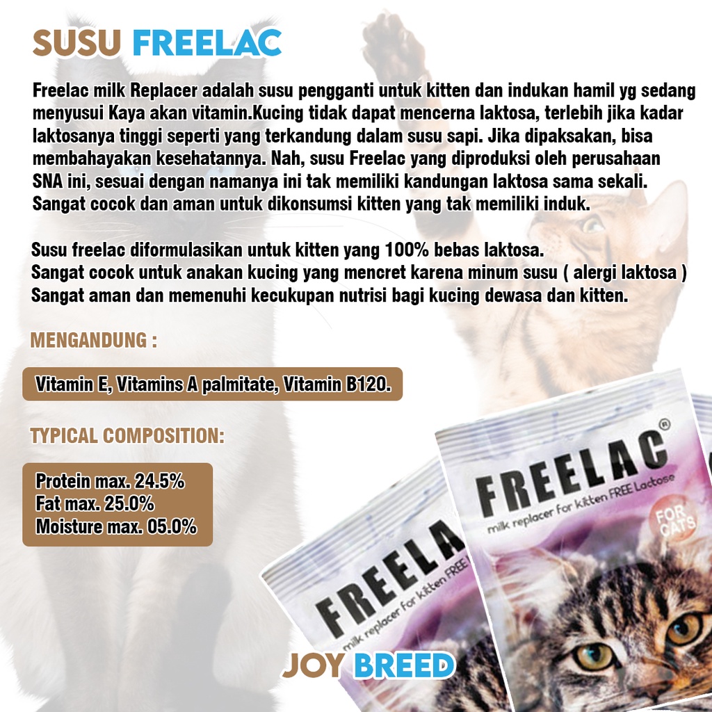 FREELAC SUSU KUCING BEBAS LACTOSA SUSU ANAK KUCING ANTI ALERGI