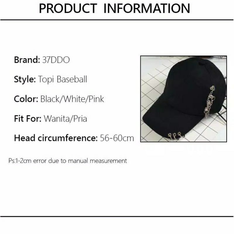 Topi anting cincin rante / topi baseball kpop / topi baseball  / topi cewe